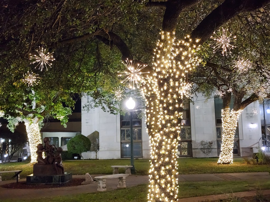 Photo of Heritage Square tree decorations at Waco Wonderland in Waco, TX.
